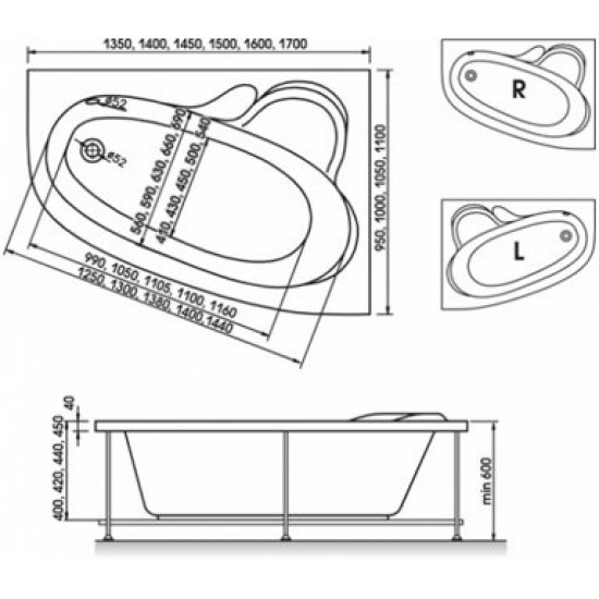 Ванна акриловая Relisan Ariadna 150х100 (левая/правая)