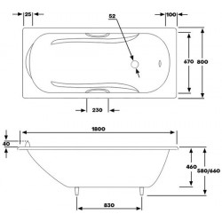 Ванна чугунная Byon Christa 180x80 с ручками и ножками белая Ванна чугунная Byon Christa 180x80 с ручками и ножками белая