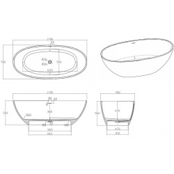 Ванна из искусственного камня IVA BS101170 170x78 белый