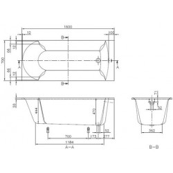 Ванна квариловая Villeroy & Boch OBERON UBQ 160 OBE 2V-01 с ножками