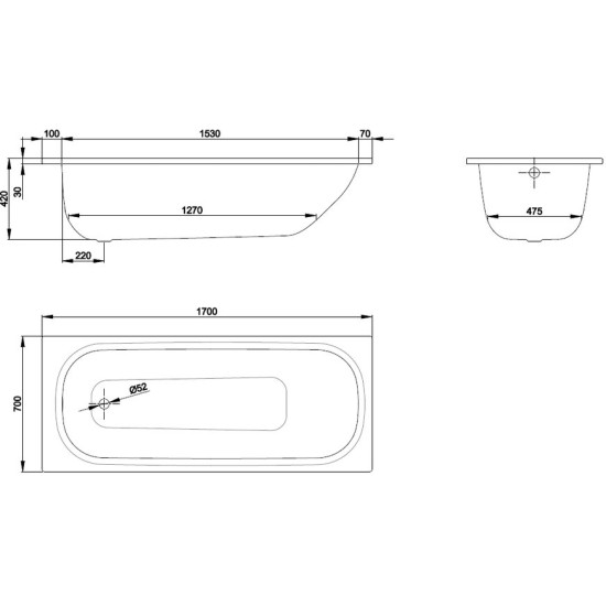 Ванна стальная Bette BetteForm 2945-000 AD 170x70 с шумоизоляцией