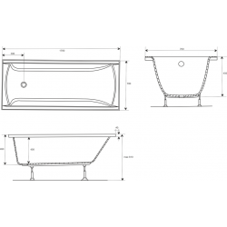 Акриловая ванна AlfaSun Нимфей 170x70