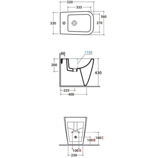 Биде напольное Globo Stone ST010BI белое