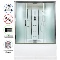 Душевая кабина Avacan EM4515GM+EL AVA N 150x85 с гидромассажем и электрикой, стекла матовые, профиль хром