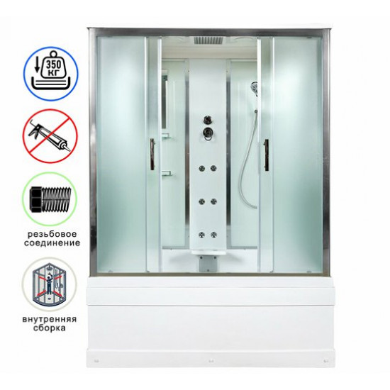 Душевая кабина Avacan EM4516GM AVA N 160x85 с гидромассажем, стекла матовые, профиль хром Душевая кабина Avacan EM4516GM AVA N 160x85 с гидромассажем, стекла матовые, профиль хром