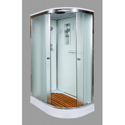 Душевая кабина Deto D102S L с электрикой, стекла матовые, профиль хром, левая
