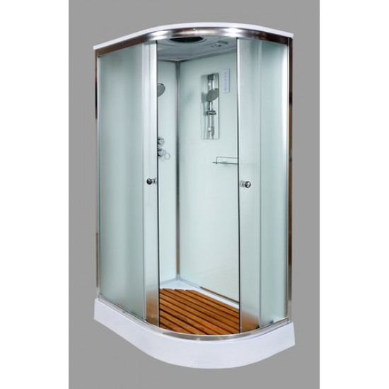Душевая кабина Deto D102S L с электрикой, стекла матовые, профиль хром, левая