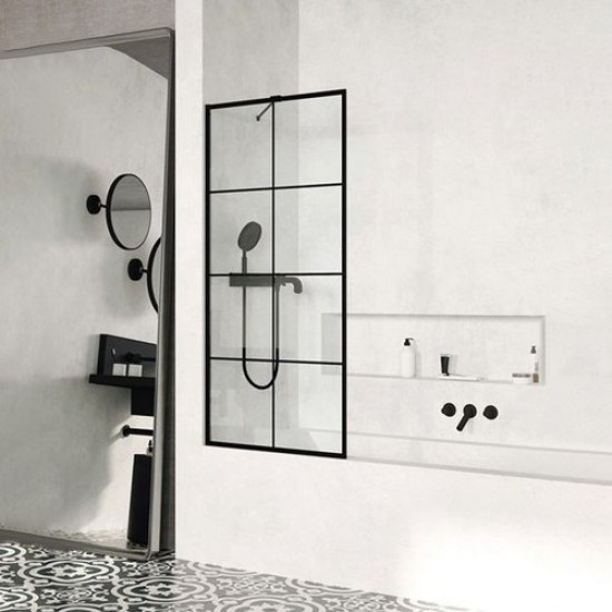 Душевая шторка Calani Faro Black Check 70x140 прозрачное стекло / черный профиль Душевая шторка Calani Faro Black Check 70x140 прозрачное стекло / черный профиль