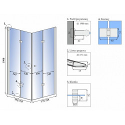 Душевой уголок Calani Orion Chrom 80x80 прозрачные/хром