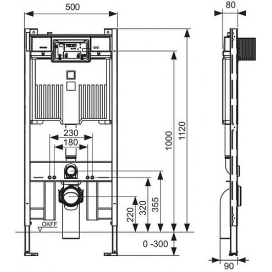 Инсталляция TECEprofil со сливным бачком Octa II