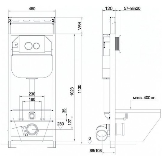 Инсталляция для унитаза Aquanika Basic ComboFix 10.702.45B.00.00 Инсталляция для унитаза Aquanika Basic ComboFix 10.702.45B.00.00