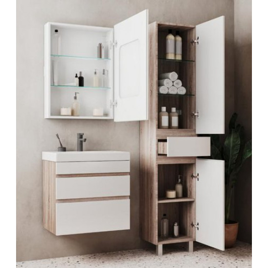 Пенал напольный Volna Conty 40 белый глянец/дуб сонома