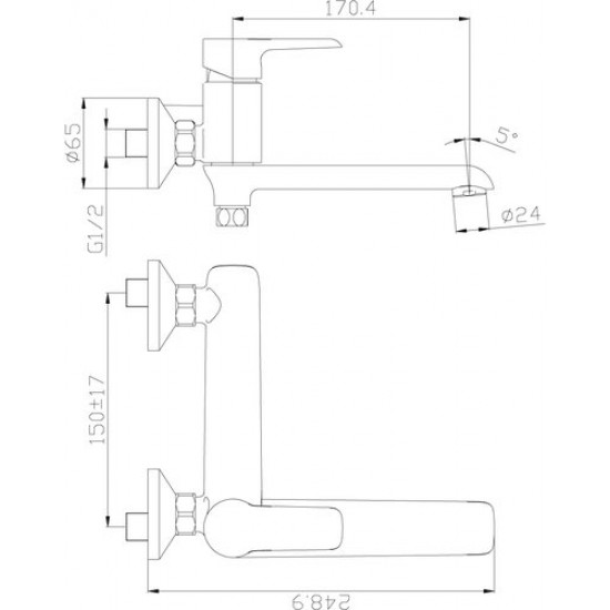 Смеситель для ванны Rossinka W35-33 белый/хром