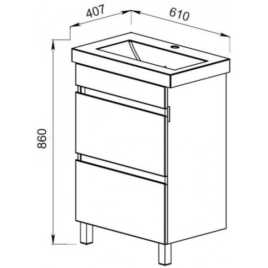 Тумба под умывальник АВН 60 Bergamo 47.07 с ящиками белая