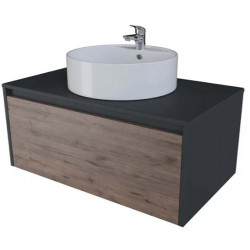 Тумба подвесная Axus Бурэ 80 темно-серый / дерево