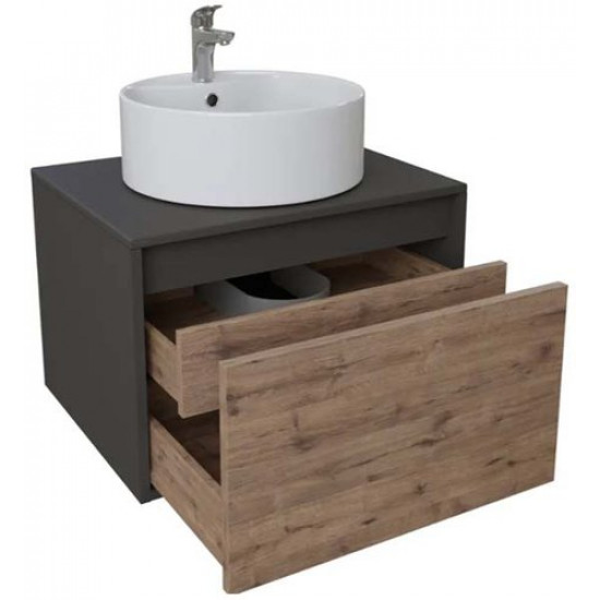 Тумба подвесная Axus Бурэ 80 темно-серый / дерево Тумба подвесная Axus Бурэ 80 темно-серый / дерево