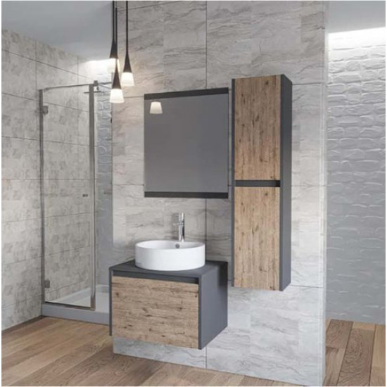 Тумба подвесная Axus Бурэ 80 темно-серый / дерево Тумба подвесная Axus Бурэ 80 темно-серый / дерево