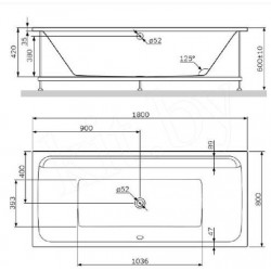 Ванна акриловая Alba Spa Barselona 2.0 180x80