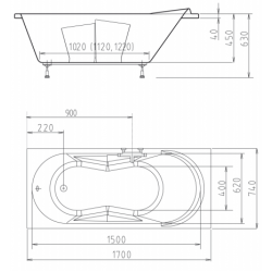 Ванна акриловая Alpen Adriana 170x74