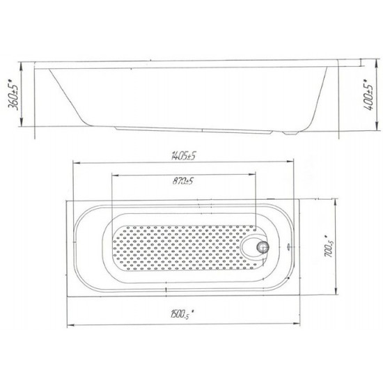 Ванна акриловая Cersanit Build 150x70 с ножками