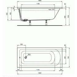 Ванна акриловая Ideal Standard Hotline 160x70 белая Ванна акриловая Ideal Standard Hotline 160x70 белая