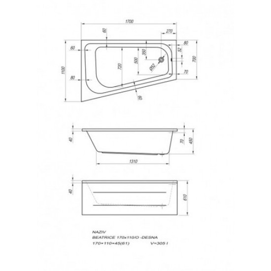 Ванна акриловая Kolpa-san Beatrice 170x110