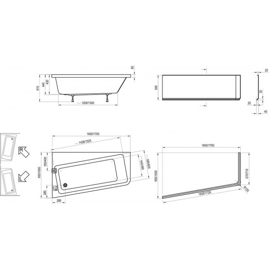 Ванна акриловая Ravak 10° 160х95 (левая)