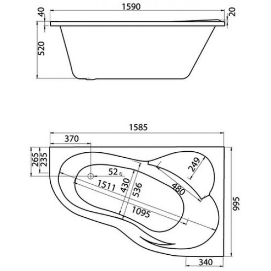 Ванна акриловая Santek Ибица 160x100 R