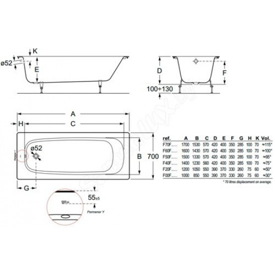 Ванна чугунная BLB / SANITANA Africa 160x70 Ванна чугунная BLB / SANITANA Africa 160x70