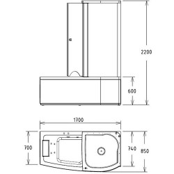 Ванна гидромассажная Gemy G8040 B 170x85