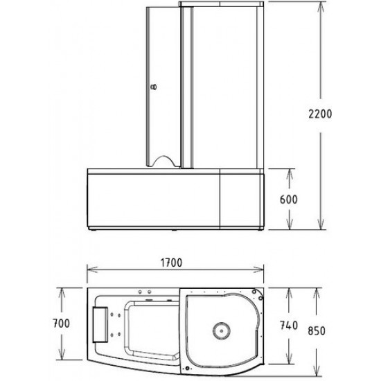 Ванна гидромассажная Gemy G8040 B 170x85