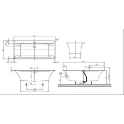 Ванна квариловая Villeroy & Boch SQUARO EDGE 12 UBQ180SQE2DV-01 с ножками, слив-перелив
