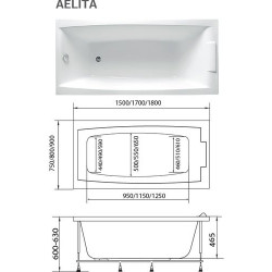 Акриловая ванна 1 Marka Aelita 170x90 белая Акриловая ванна 1 Marka Aelita 170x90 белая