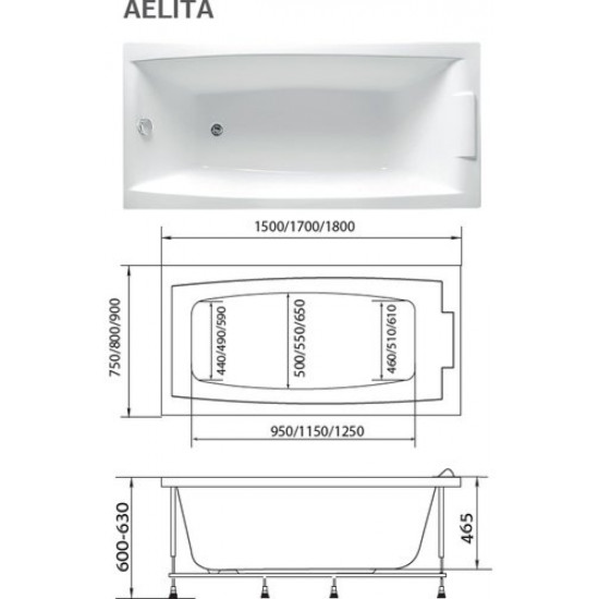 Акриловая ванна 1 Marka Aelita 170x90 белая