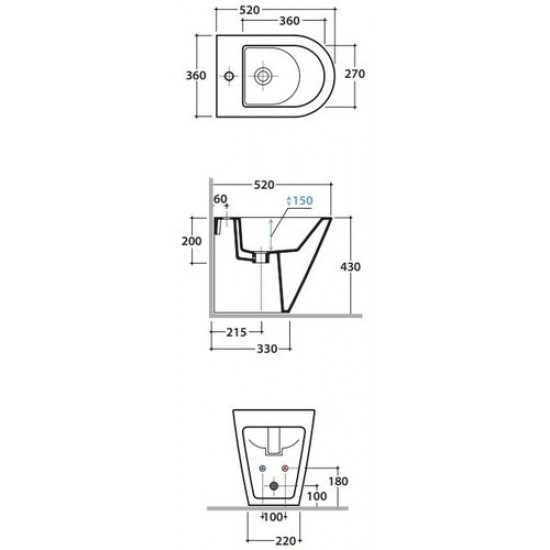 Биде напольное Globo Forty3 FO010BI белое Биде напольное Globo Forty3 FO010BI белое