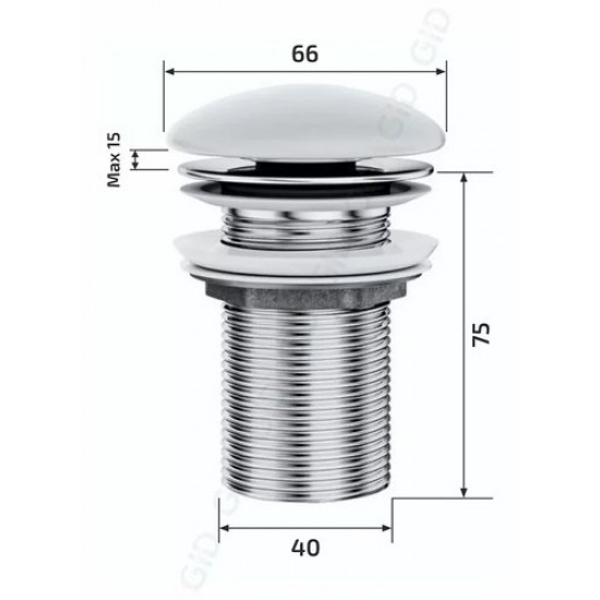 Донный клапан Gid Whm100 без перелива, белый матовый