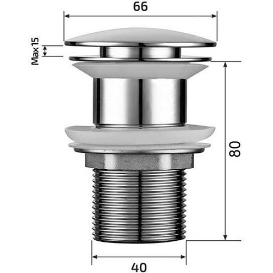 Донный клапан Roxen PD01W без перелива, белый
