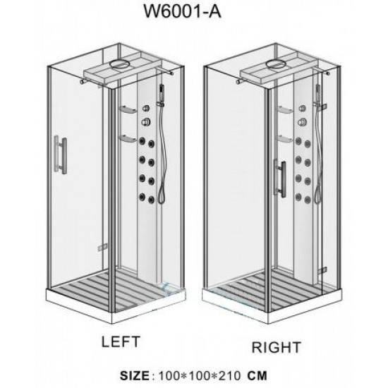 Душевая кабина Wasserfalle W-6001-A 100х100