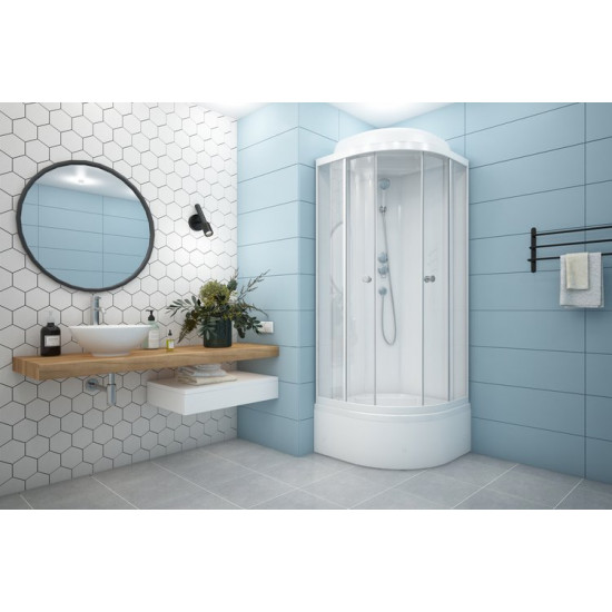 Душевая кабина Метакам Classic V3 80x80 стекла прозрачные, профиль белый