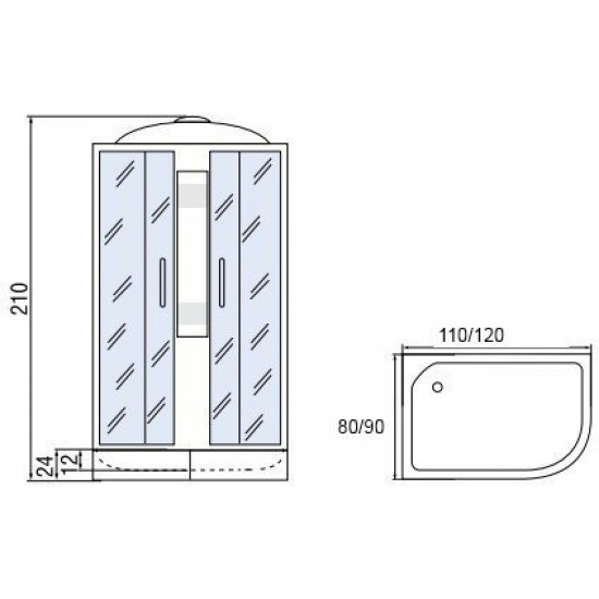 Душевая кабина Мономах 110/80/24 МЗ R 110x80 стекла прозрачные с рисунком, профиль хром Душевая кабина Мономах 110/80/24 МЗ R 110x80 стекла прозрачные с рисунком, профиль хром