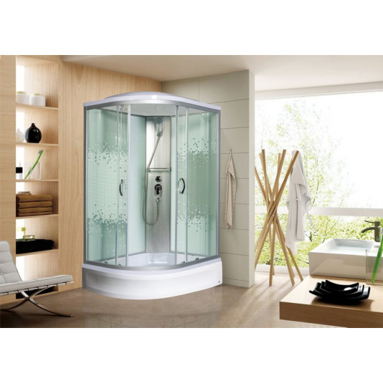 Душевая кабина Мономах 110/80/24 МЗ R 110x80 стекла прозрачные с рисунком, профиль хром Душевая кабина Мономах 110/80/24 МЗ R 110x80 стекла прозрачные с рисунком, профиль хром