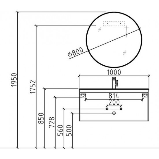 Комплект мебели Black&White Universe U905.1000 (тумба с умывальником и зеркало)