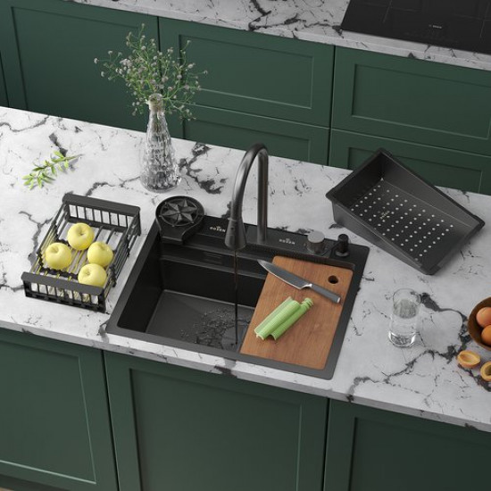 Кухонная мойка Roxen Stage Plus Plus 560250-60-BS 60x48 текстурный графит
