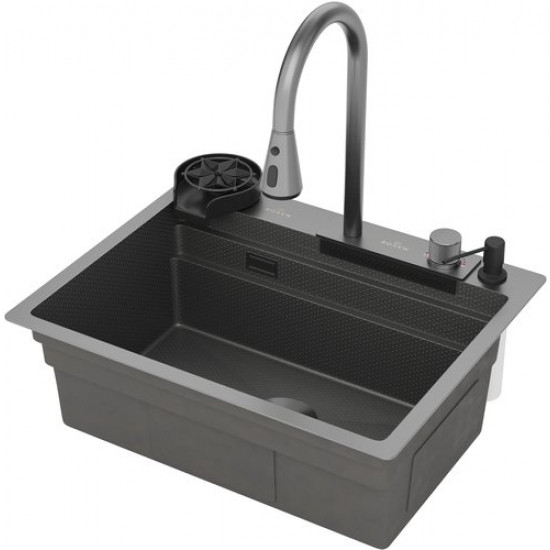 Кухонная мойка Roxen Stage Plus Plus 560250-60-BS 60x48 текстурный графит