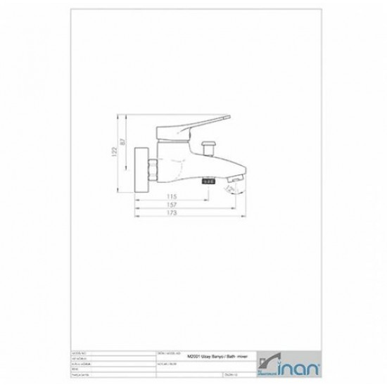 Смеситель для ванны Inan Uzay М2001 хром