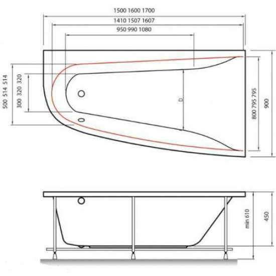 Ванна акриловая Vayer Boomerang 160.090.045.1-2.2.0.0 R 160x90 правая, белая