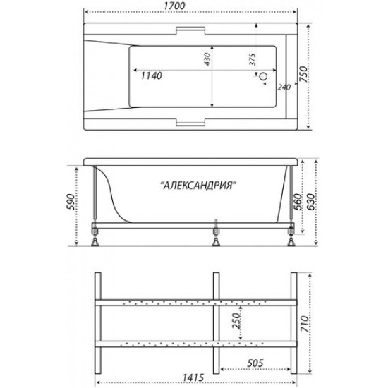 Ванна акриловая Тритон Александрия 170х75