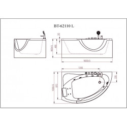 Ванна гидромассажная Orans BT-62110L 160x100 белая