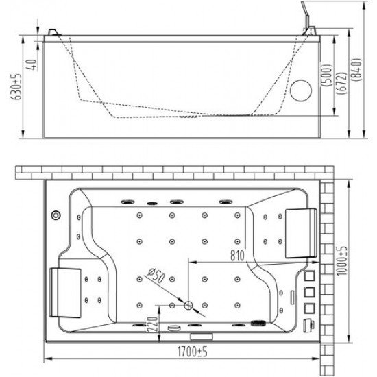 Ванна гидромассажная Orans BT-62115 R 170x100