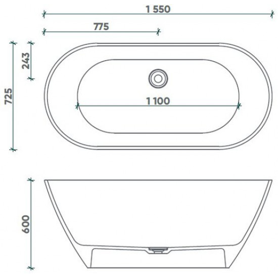 Ванна из литьевого мрамора Fjordd Salma 155x72,5 белый матовый Ванна из литьевого мрамора Fjordd Salma 155x72,5 белый матовый